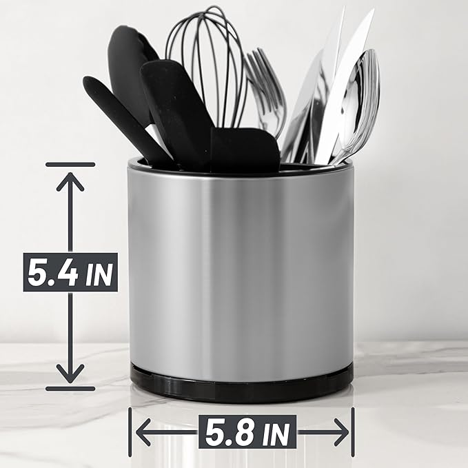 Haiyouneer Silverware Caddy Cutlery Organizer for Countertop 360° Rotating Silverware Holder for Fork Knife Spoon Flatware Organizer 3 Compartments Cutlery Holder