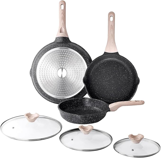 Kordisen Nonstick Ceramic Frying Pan Set, Healthy Non Toxic Cooking Pan, Stay-Cool Handle, Induction Compatible, PFOA & PFAS Free