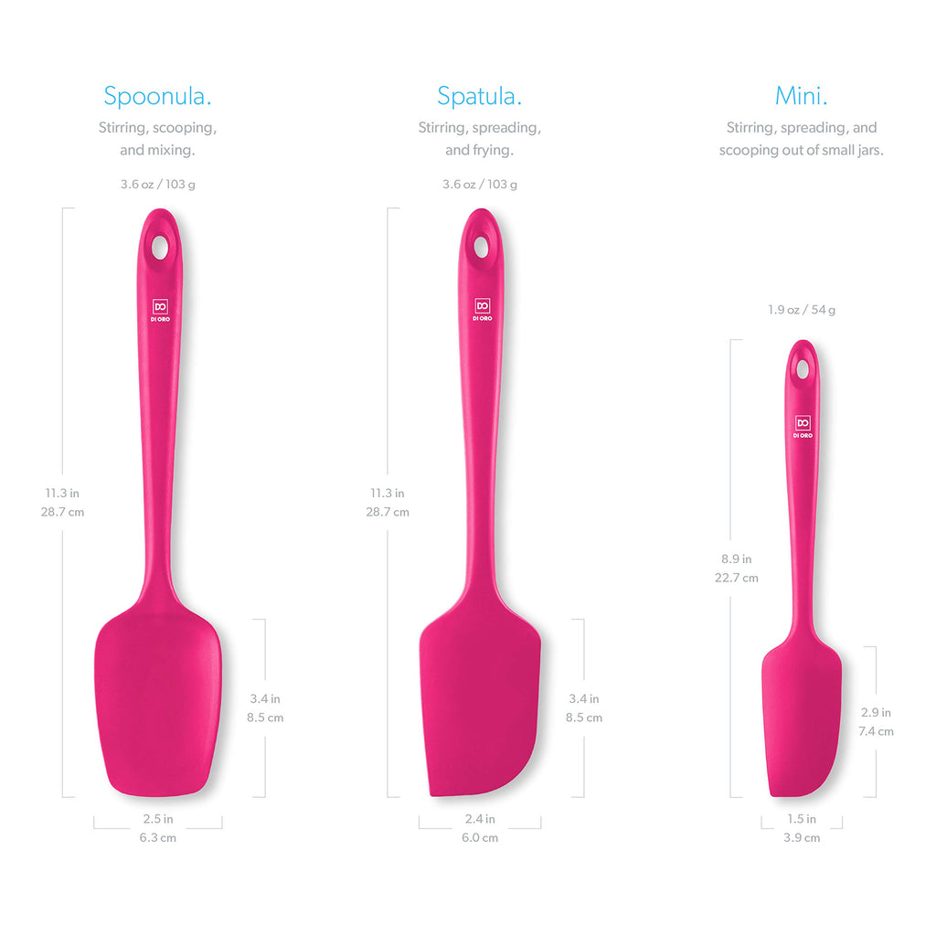 DI ORO Silicone Spoonula - Spoon Spatula, 600F Heat Resistant, Magenta