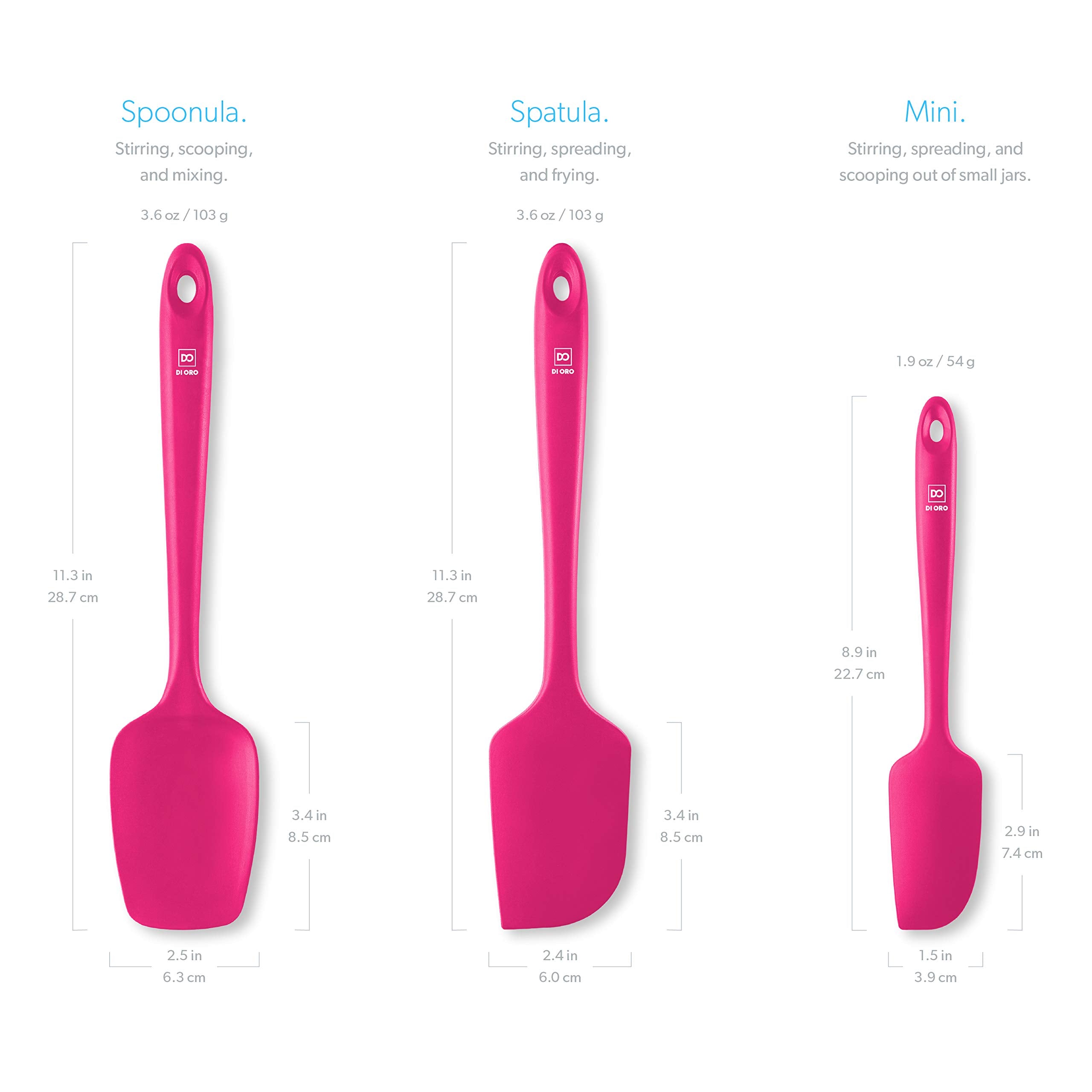 DI ORO Silicone Spoonula - Spoon Spatula, 600F Heat Resistant, Magenta