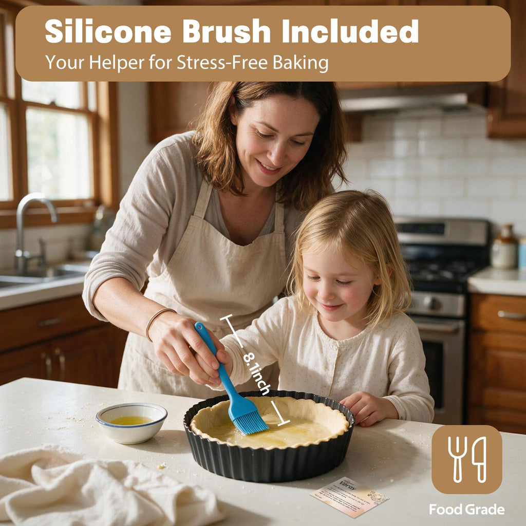 2 Pack 9.5 Inch Pie Pan with Removable Bottom for Baking Deep Quiche Dish