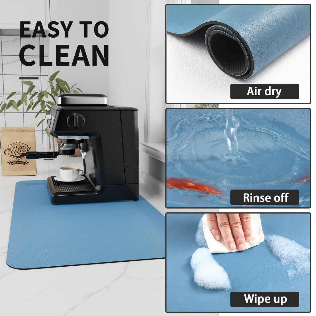 HotLive Coffee Mat - Absorbent Hide Stain Rubber Backed Dish Drying Mat for Kitchen Counter - Bar Mats for Countertops Accessories Fit Under Coffee Maker Espresso Machine