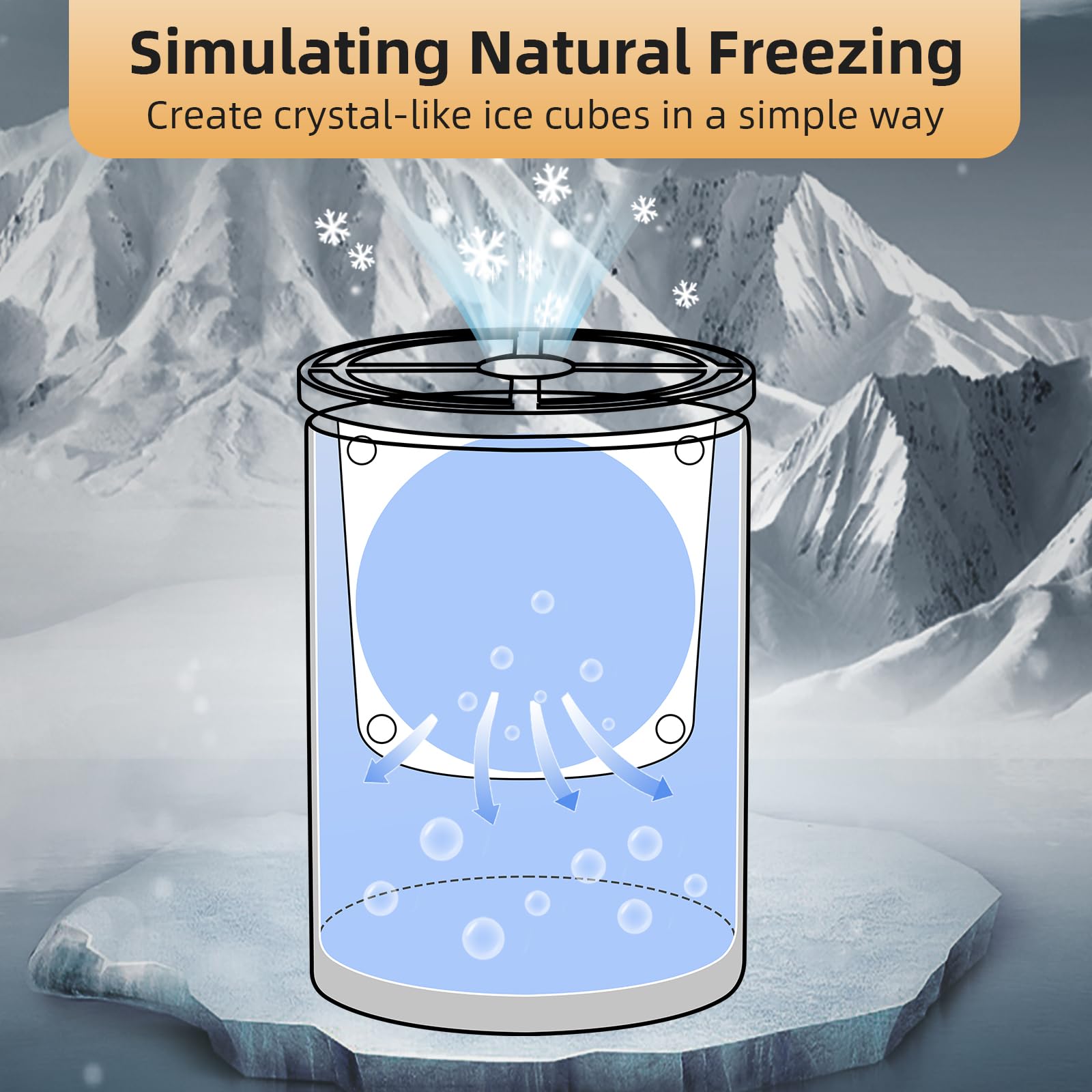 Clear Ice Cube Maker - 2.5" Ball - Stainless Steel Clear Ice Maker - Compact Design - for Whiskey, Cocktails, Bourbon - 8 PACK