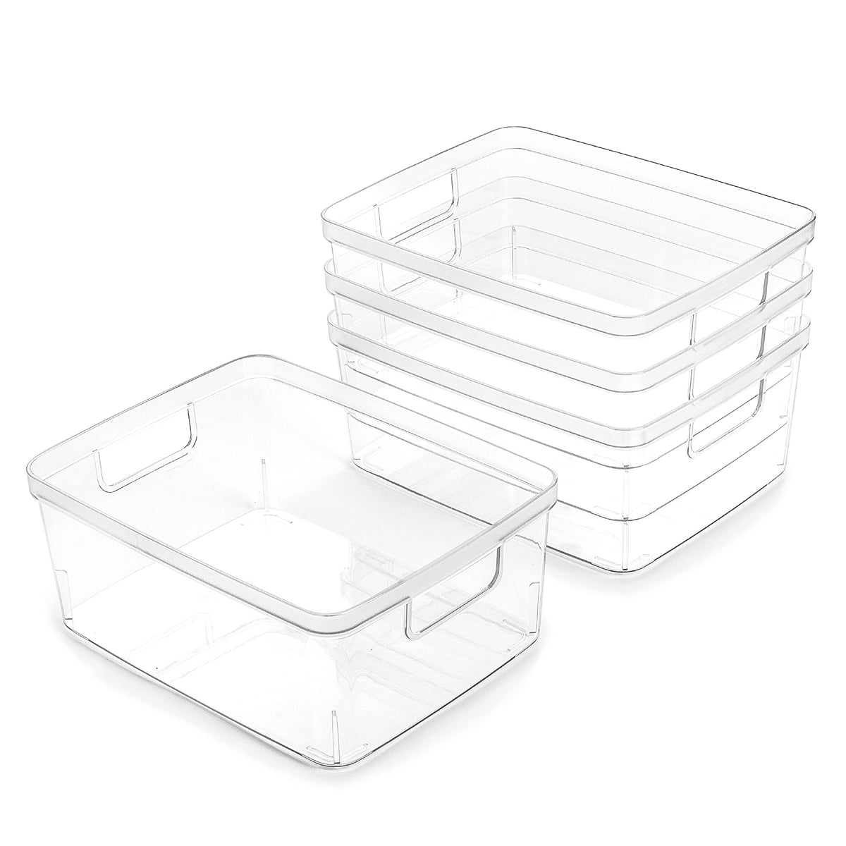 BINO | Plastic Storage Bins, Medium - 2 Pack | THE LUCID COLLECTION | Multi-Use Built-In Handles | BPA-Free | Clear Storage Containers | Fridge Organizer | Pantry & Home Organization