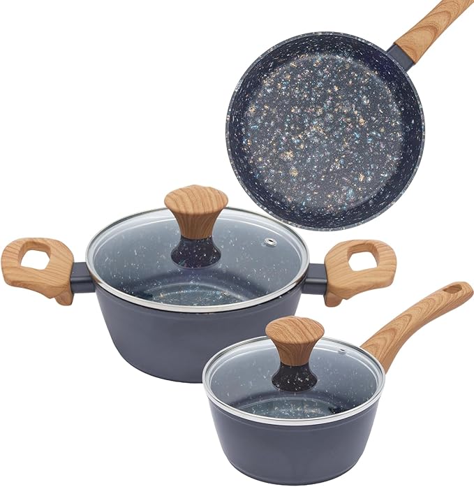 Jovire 3-Piece Nonstick Set | 9.25" Pan + 1.4/2.2QT Pots | PFAS-Free