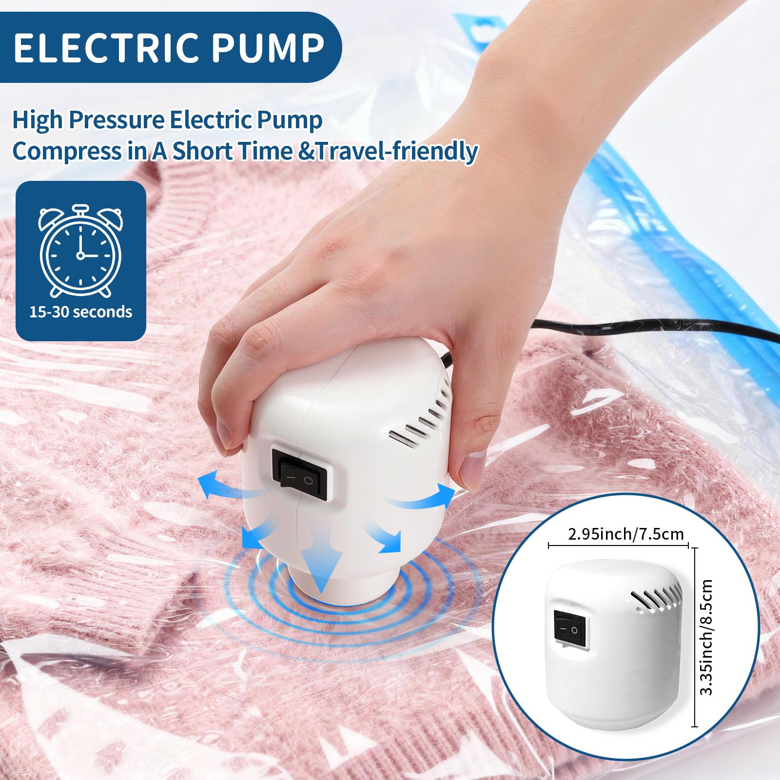 ZoeEnjoyLife Vacuum Storage Bags with Electric Pump 8 Pack Jumbo Size