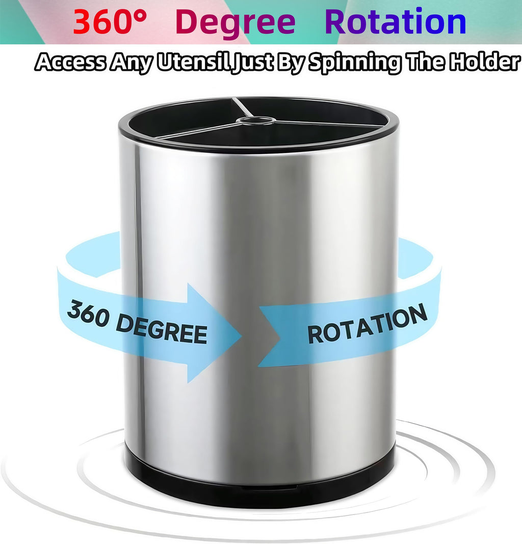 Utensil Holder,Large 360°Rotating Kitchen Utensil Holder For Counter