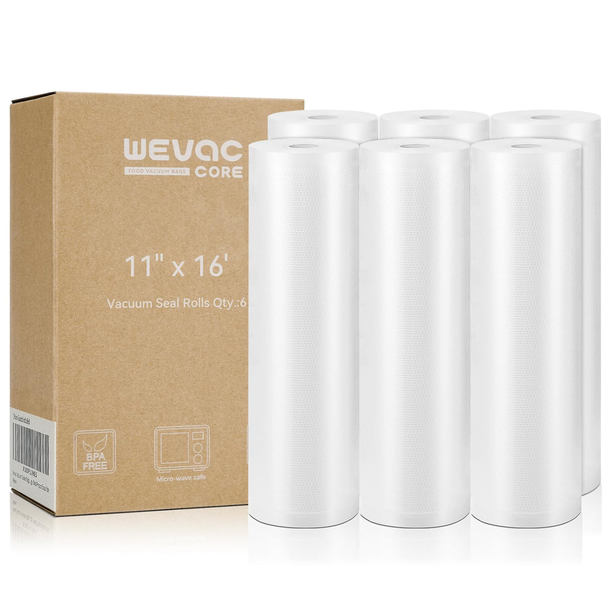 Wevac Vacuum Sealer Bags for Food 11x16 6 Rolls, Fit Food Saver Machines