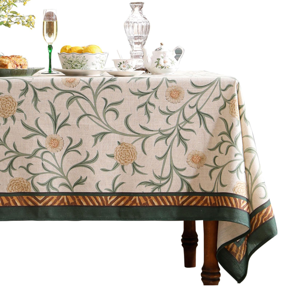 patdrea Vintage French Linen Tablecloth,Square,55"x55"-Wensel