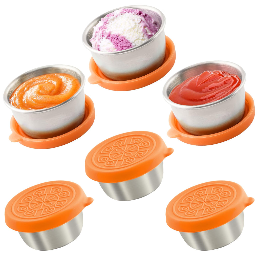 Qukaka 1.6 oz Stainless Steel Salad Dressing Containers with Lids, 6 Pack
