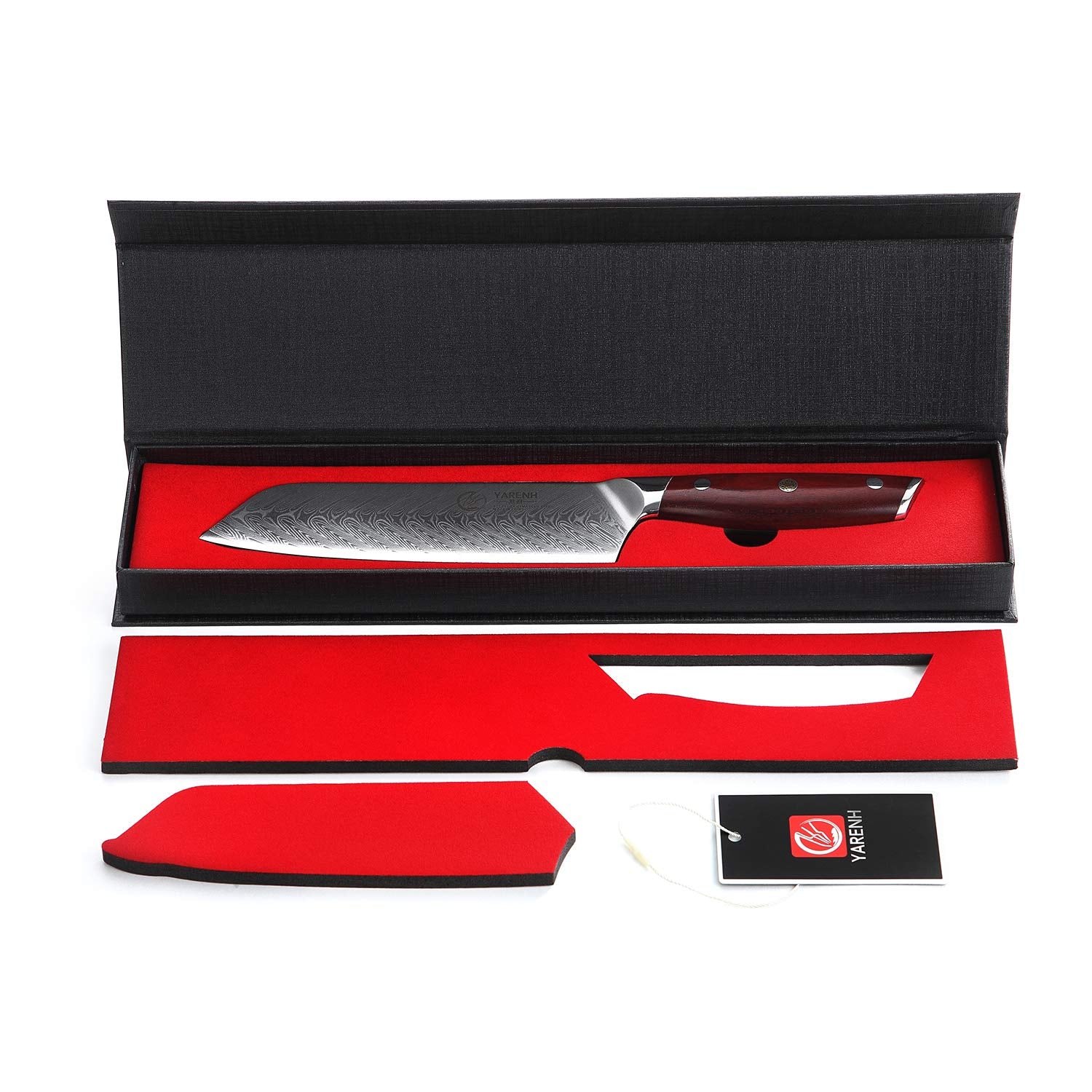 YARENH Santoku Knife 7 Inch, 67-Layer Damascus Steel Chef Knife, Sharp Long-Lasting Sharpness, Rust-Resistant, Kitchen Knife for Professional and Home Use