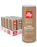 illy Ready To Drink Latte Macchiato Cold Brew Coffee, 8.45oz, 12 Pack