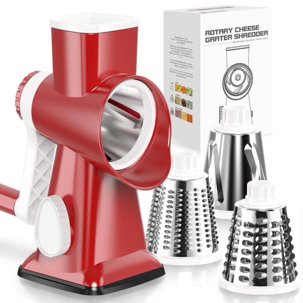 KEOUKE Rotary Cheese Grater, Hand Crank Shredder Slicer