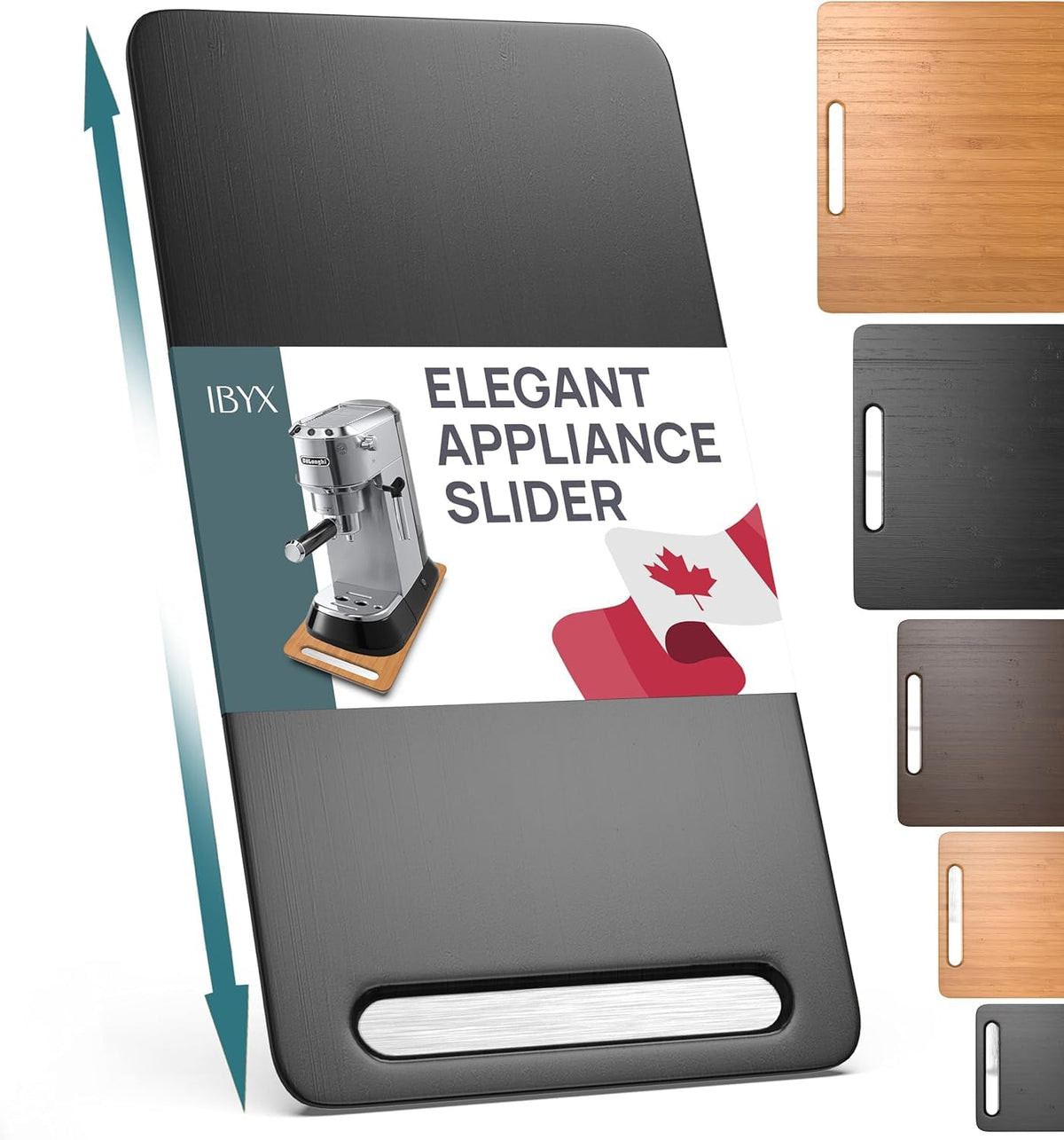 Ibyx Appliance Slider, Sliding Tray for Coffee Maker, 7.5x14.5 in, Brown