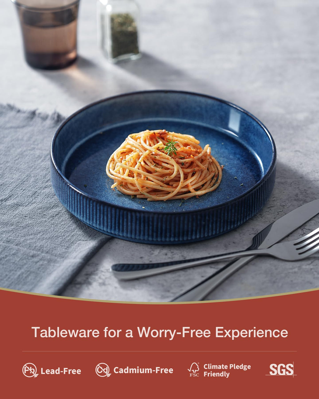 famiware Star 8.25" Pasta Bowls, Large Dinner Bowls Set of 4, Salad Bowl Plates, Shallow Bowls for Eating, Nebulas Blue