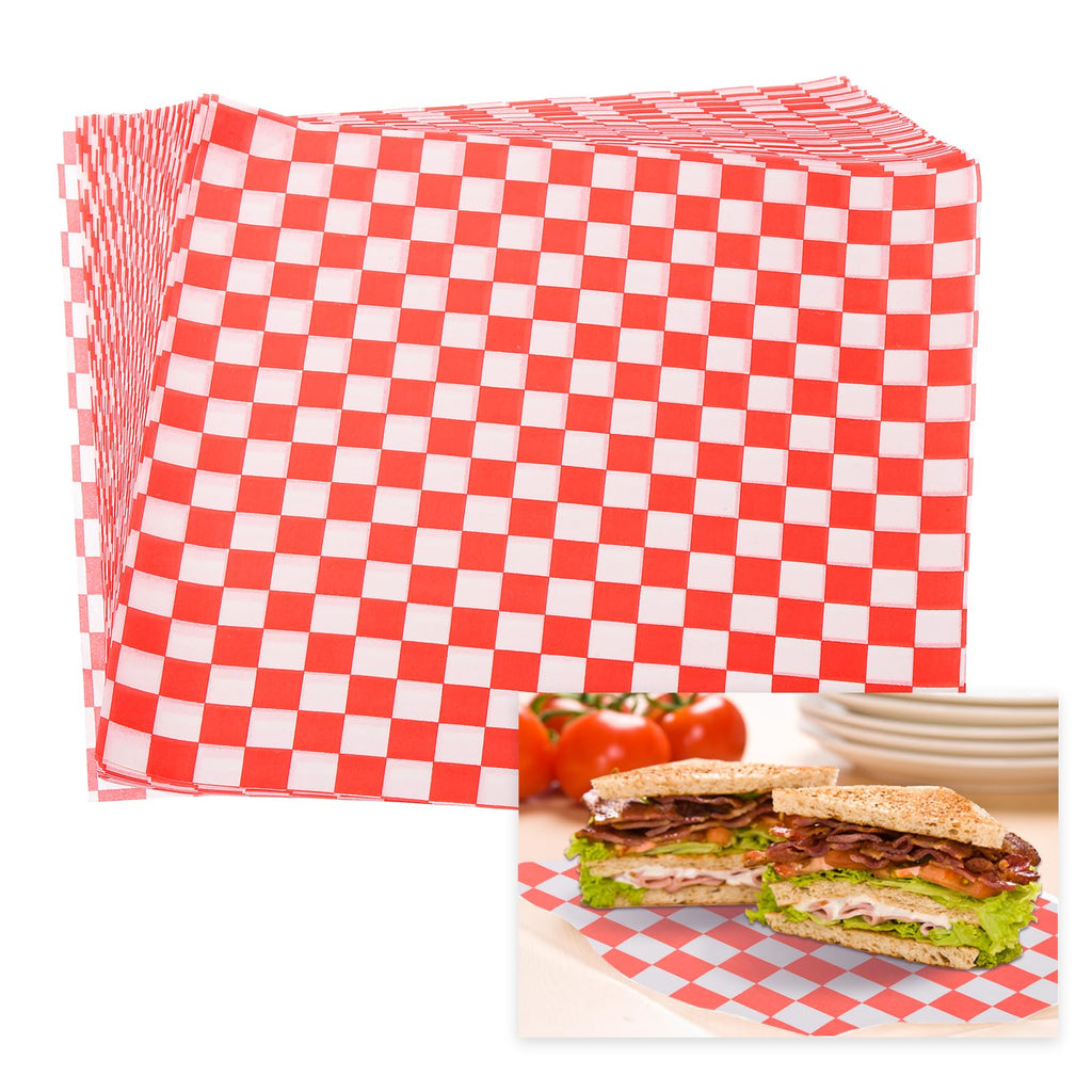PATIKIL 7.1" x 7.1" Waxed Paper Sheets, 50Pcs Square Pattern Oil-absorbing Dry Food Wrapping Paper for Bakery Coffee Shop Home Baking Kitchen DIY, Red