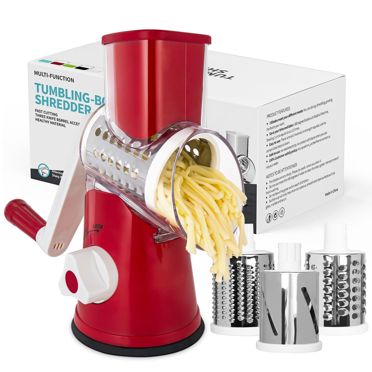 X Home Rotary Cheese Grater for Kitchen, Black