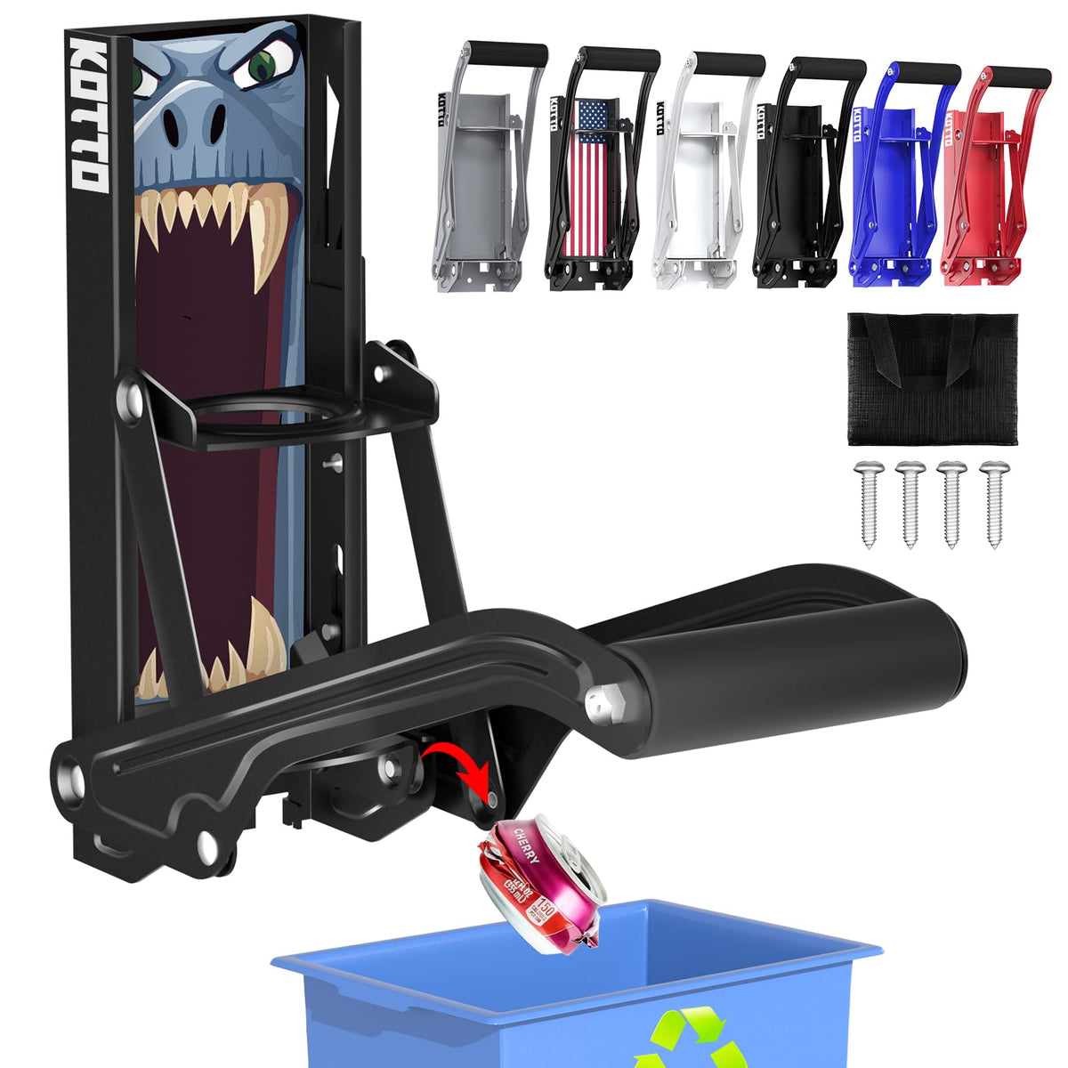 Kotto Can Crusher Wall Mounted for Recycling 8-16oz Aluminum Cans