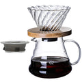 COFISUKI Pour Over Coffee Maker - 20 OZ /600ML Coffee Server with Glass Coffee Dripper, Stylish and Elegant 2 IN 1 Dripper Coffee Maker Kit Coffee Maker for Home or Office, 1-5 CUPS