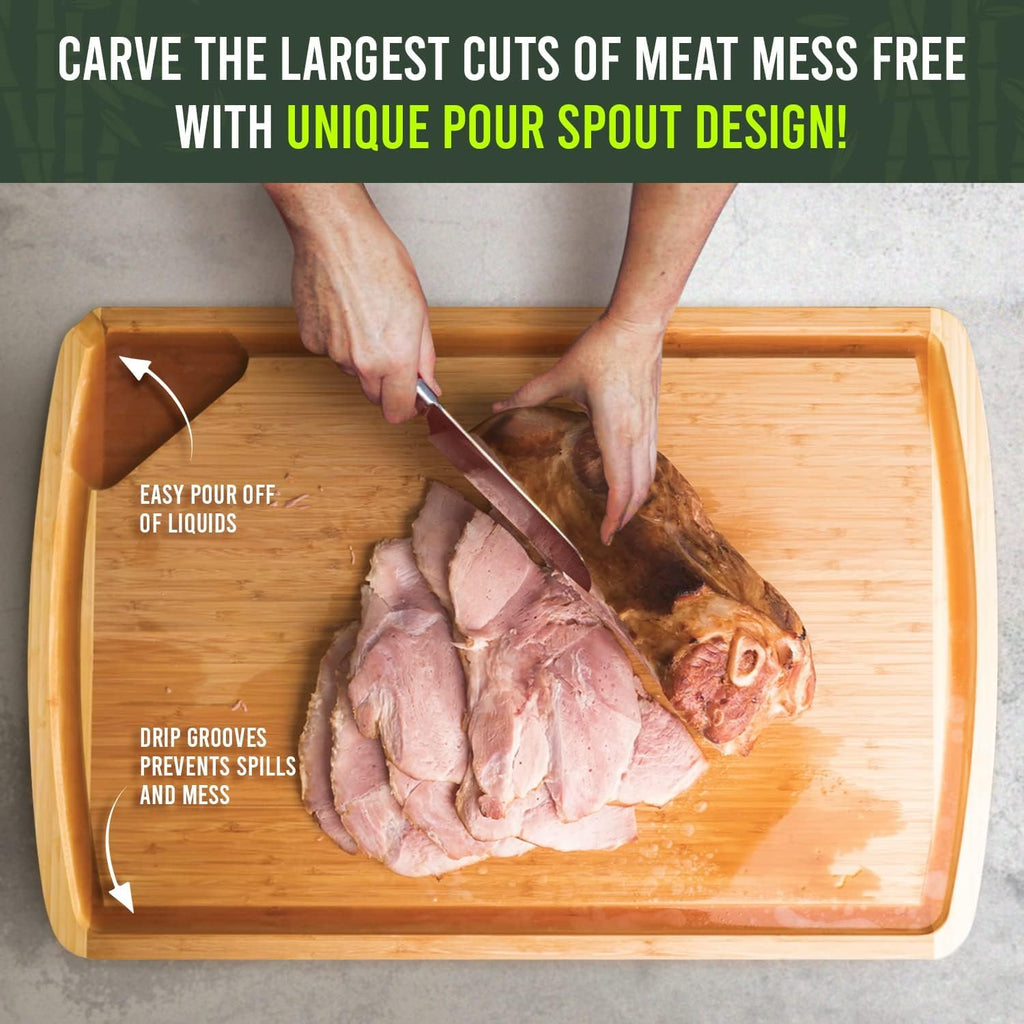 ENORMOUS 30 x 20 Organic Extra Large Cutting Board with Lifetime Replacements – Wood Bamboo Chopping Board - Wooden Butcher Block Cutting Board for Carving Turkey, Grilling Brisket and BBQ