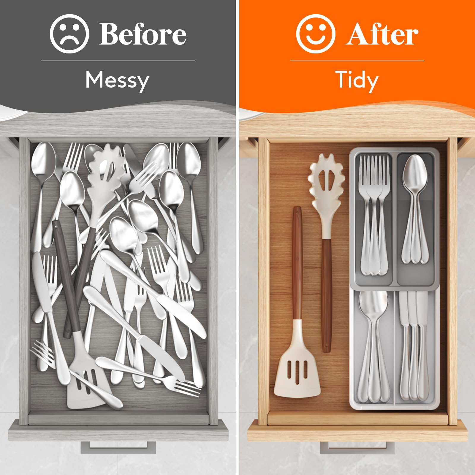 Lifewit Compact Silverware Organizer for Kitchen Drawer