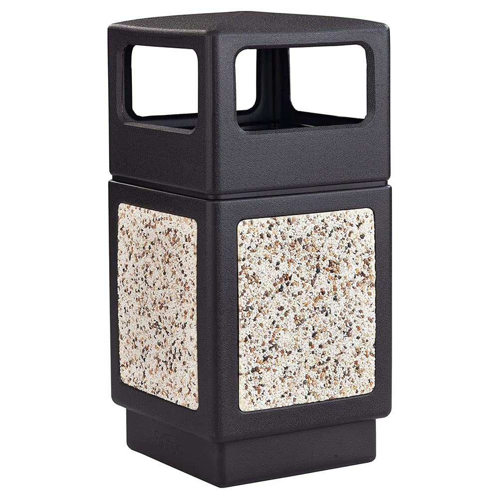 Safco Canmeleon Trash Can, 38 Gallons, Indoor and Outdoor Use, Open Top, Durable & Weather-Resistant Commercial Garbage Can, Black