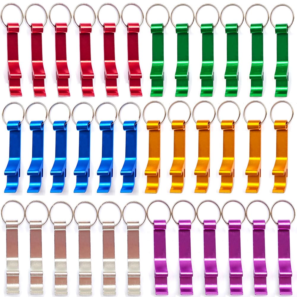 MTOMDY 100Pcs Colored Aluminum Bottle Opener Keychain, Soda Beverage Beer Bottle Opener Keychain, for Kitchen/Wedding/Bar/Party