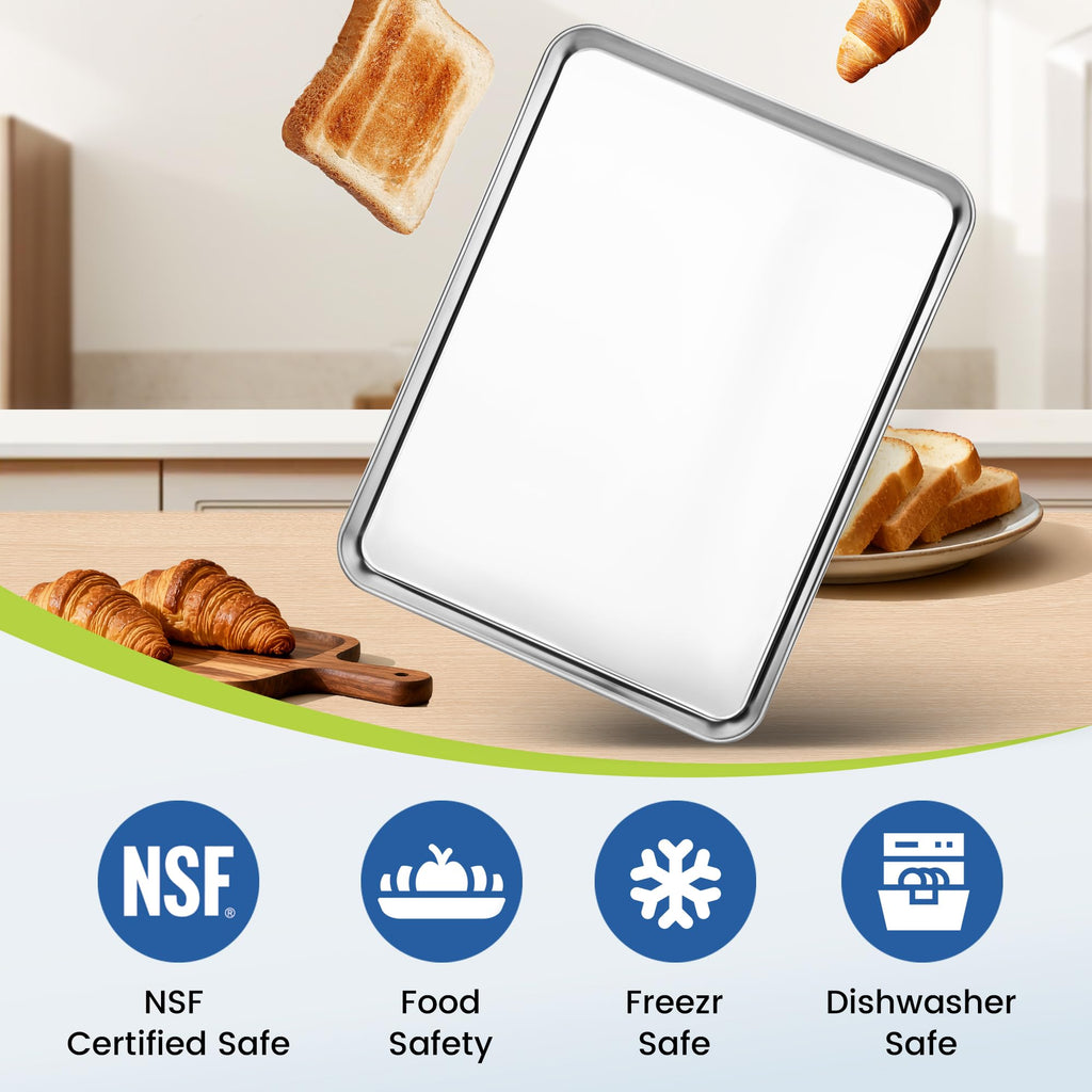 BIEAMA 12 Pack Stainless Steel Toaster Oven Baking Sheets, 16 x 12 in