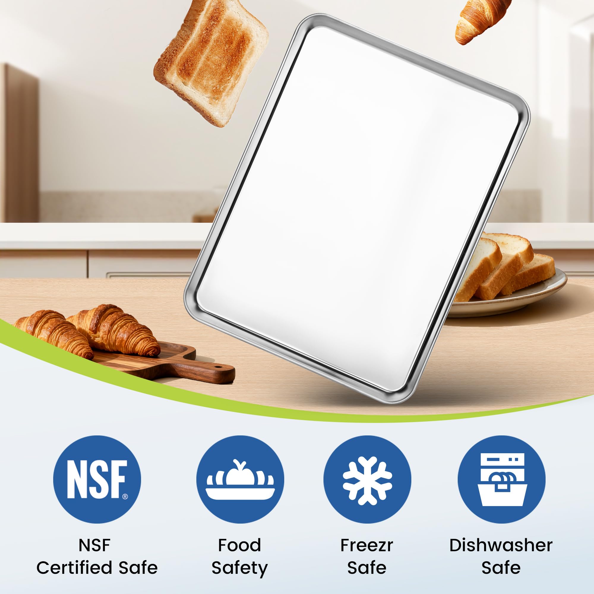 BIEAMA 12 Pack Stainless Steel Toaster Oven Baking Sheets, 16 x 12 in