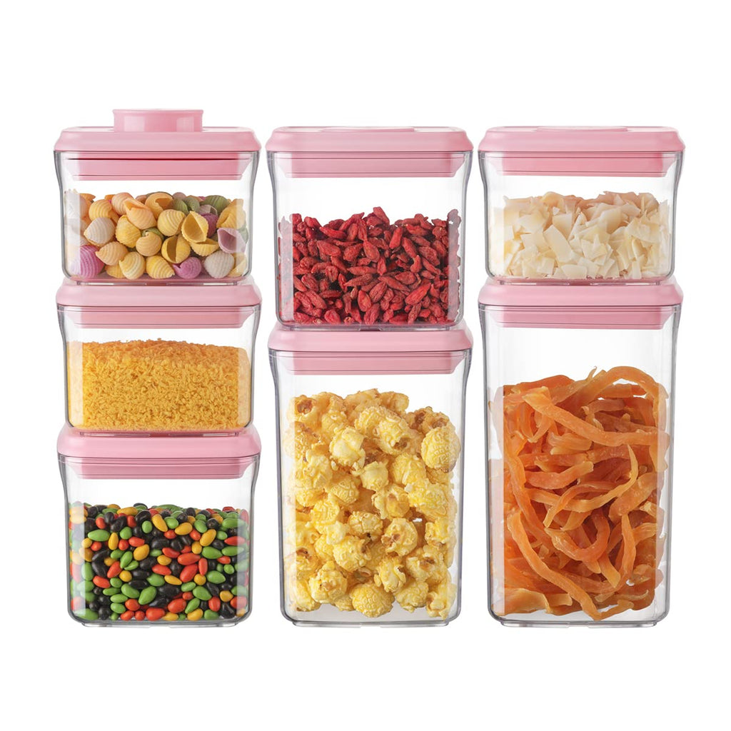 Ankou 400ml Meal Prep Container Set of 4 Pink Tritan Plastic Food Storage Containers with Lids, Airtight Leakproof Pop Top Lid Bowl for Breakfast Leftovers