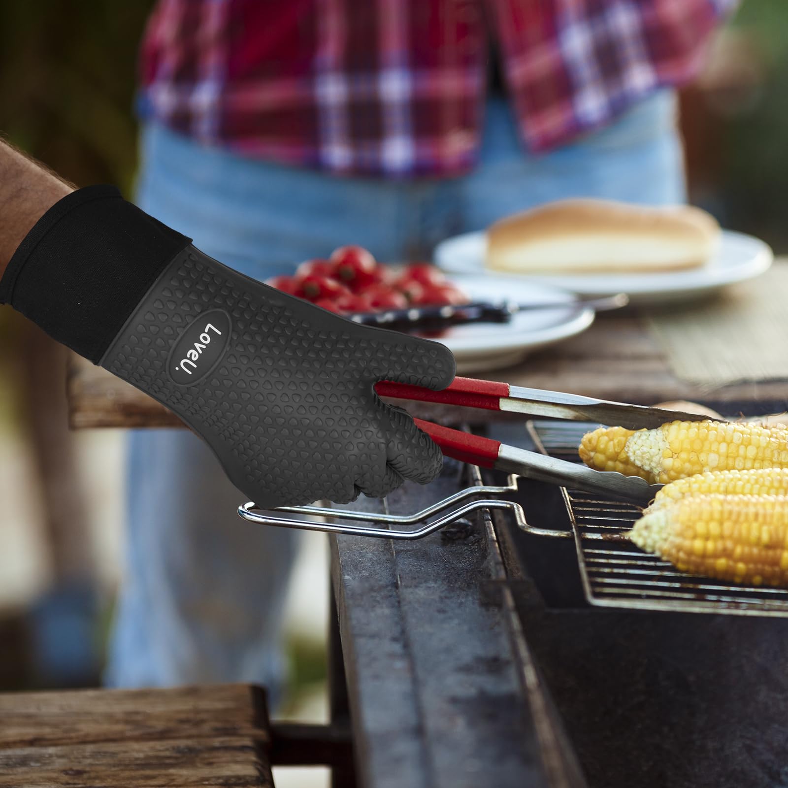 Silicone Oven Mitts Gloves - Heat Resistant, Non-Slip for BBQ, Grilling