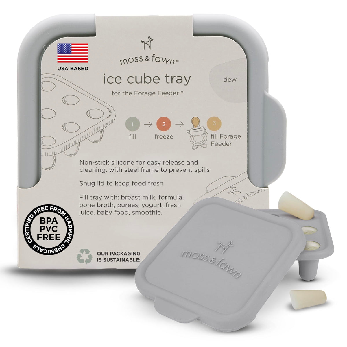 Moss and Fawn Ice Cube Tray - Breast Milk Popsicle Mold - Fern
