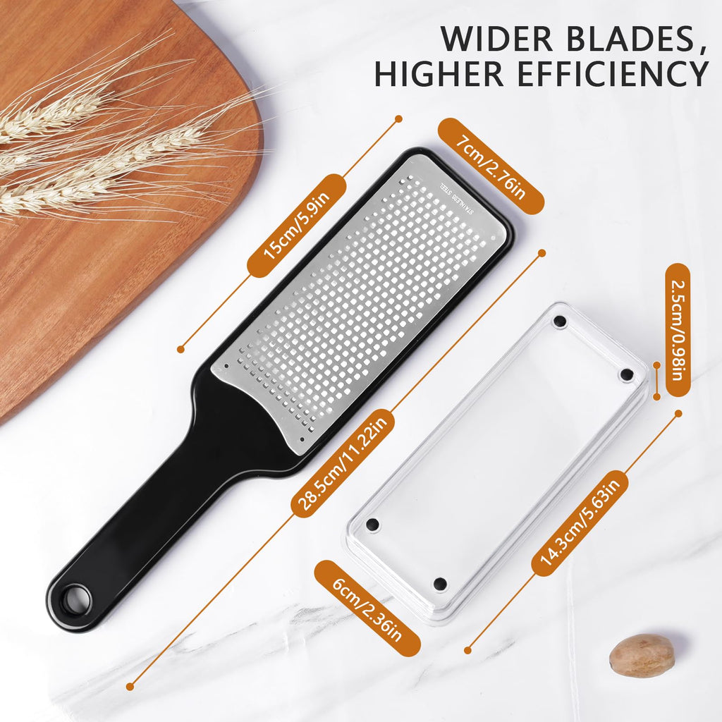 LHS Citrus Lemon Zester & Cheese Grater with Container - Zester Grater with Handle for Parmesan Cheese, Ginger, Garlic, Nutmeg, Chocolate, Fruits, with Anti-Slip Base, Dishwasher Safe