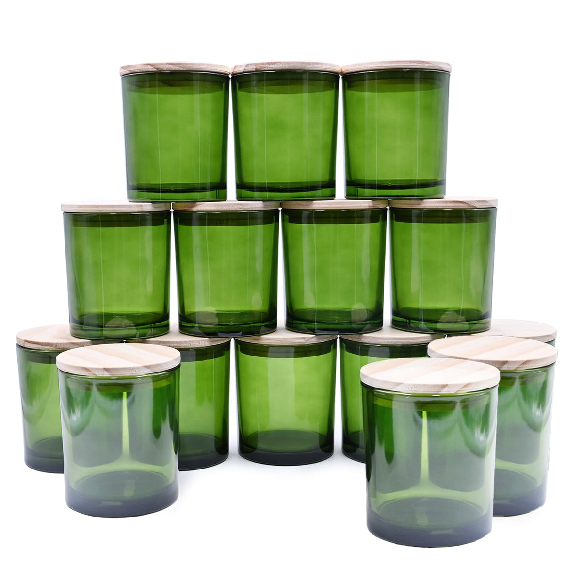 SHOWIN 10 OZ Thick Candle Jars for Making Candles 15 Pcs, Empty Jars with Wood Lids for Candle Making, Sample Container, Frosted Grey