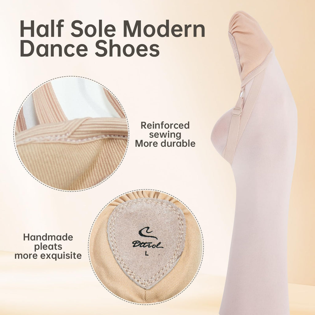 Caplancy Half Soles Dance Shoes for Women Girls Men Lyrical Pirouette Ballet Canvas Shoes Turners Dance Shoes for Contemporary (Girls/Boys) Toast S