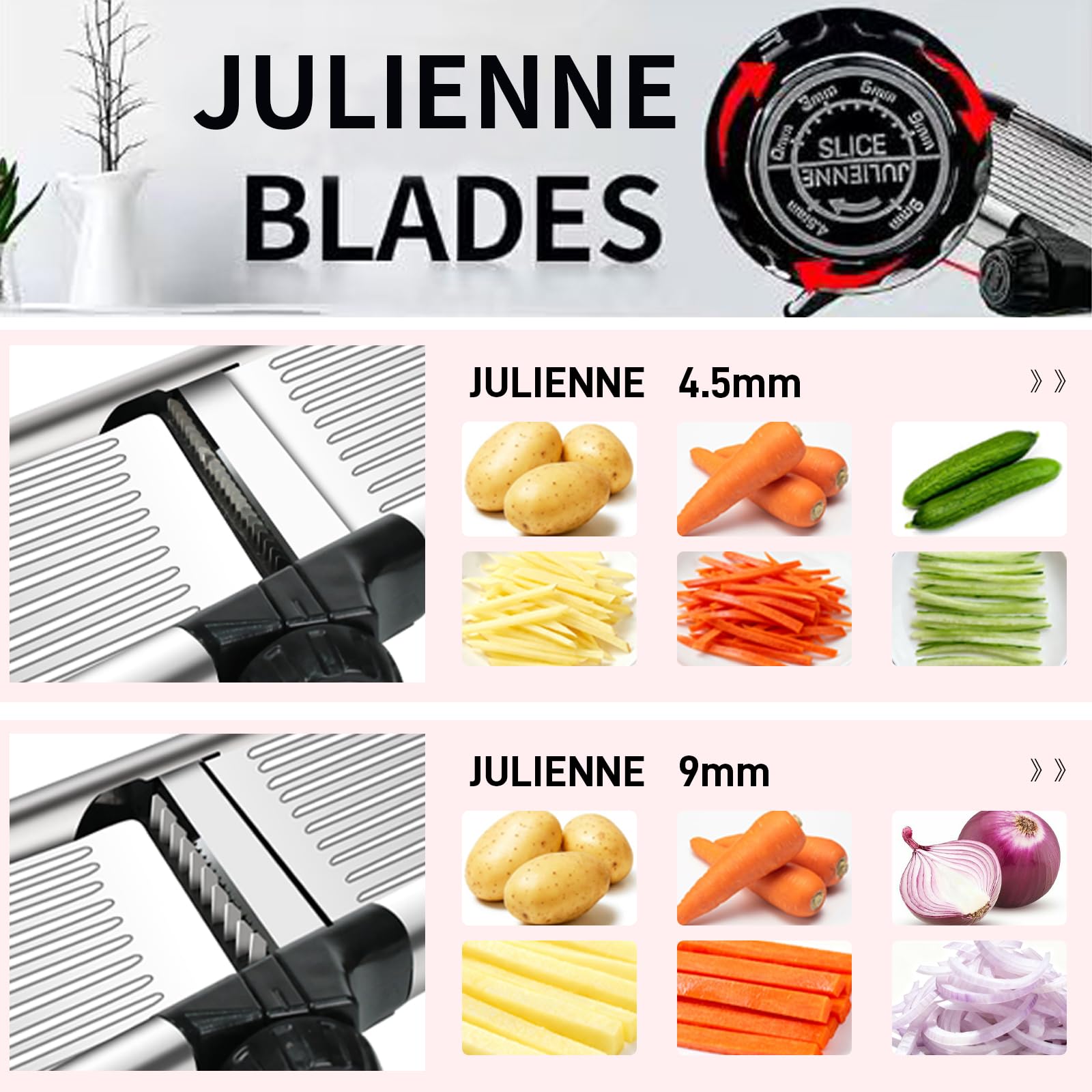 Weltonhm Mandoline Slicer for Kitchen, Mandolin and Julienne for Vegetables
