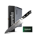 EXCALIBLADES 8” Chef Knife – VG10 Damascus Steel Kitchen Knife, Razor Sharp Professional Cooking Knife with Ergonomic G10 Handle, Luxury Gift Box & Sheath, Gift for Home Chefs
