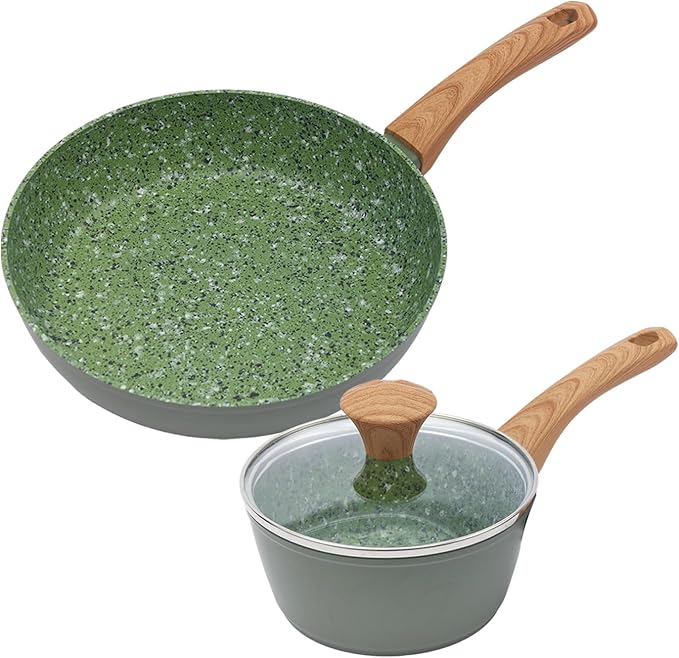 Jovire 3-Piece Nonstick Set | 9.25" Pan + 1.4/2.2QT Pots | PFAS-Free