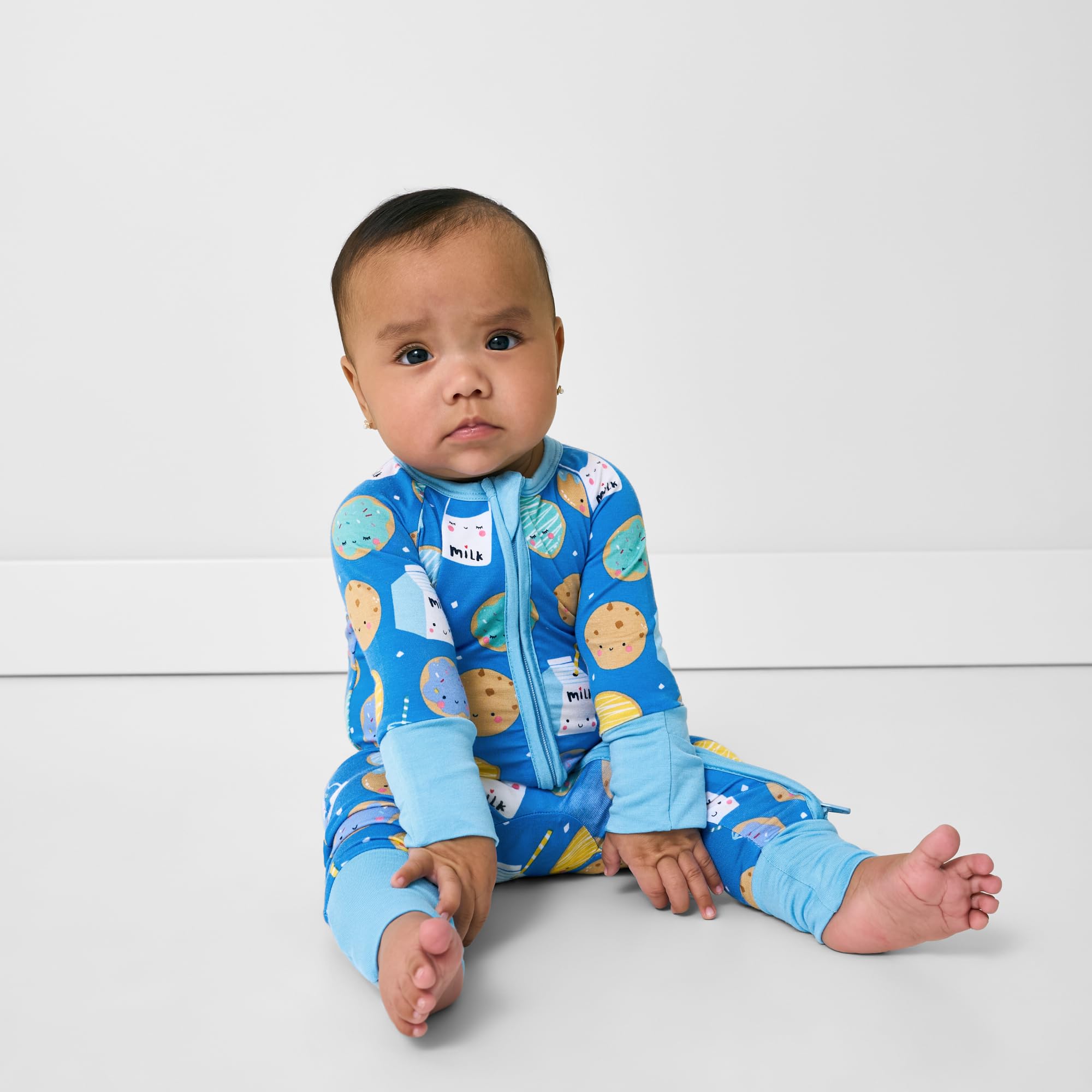 Little Sleepies Baby Pajamas, Blue Cookies & Milk, Preemie