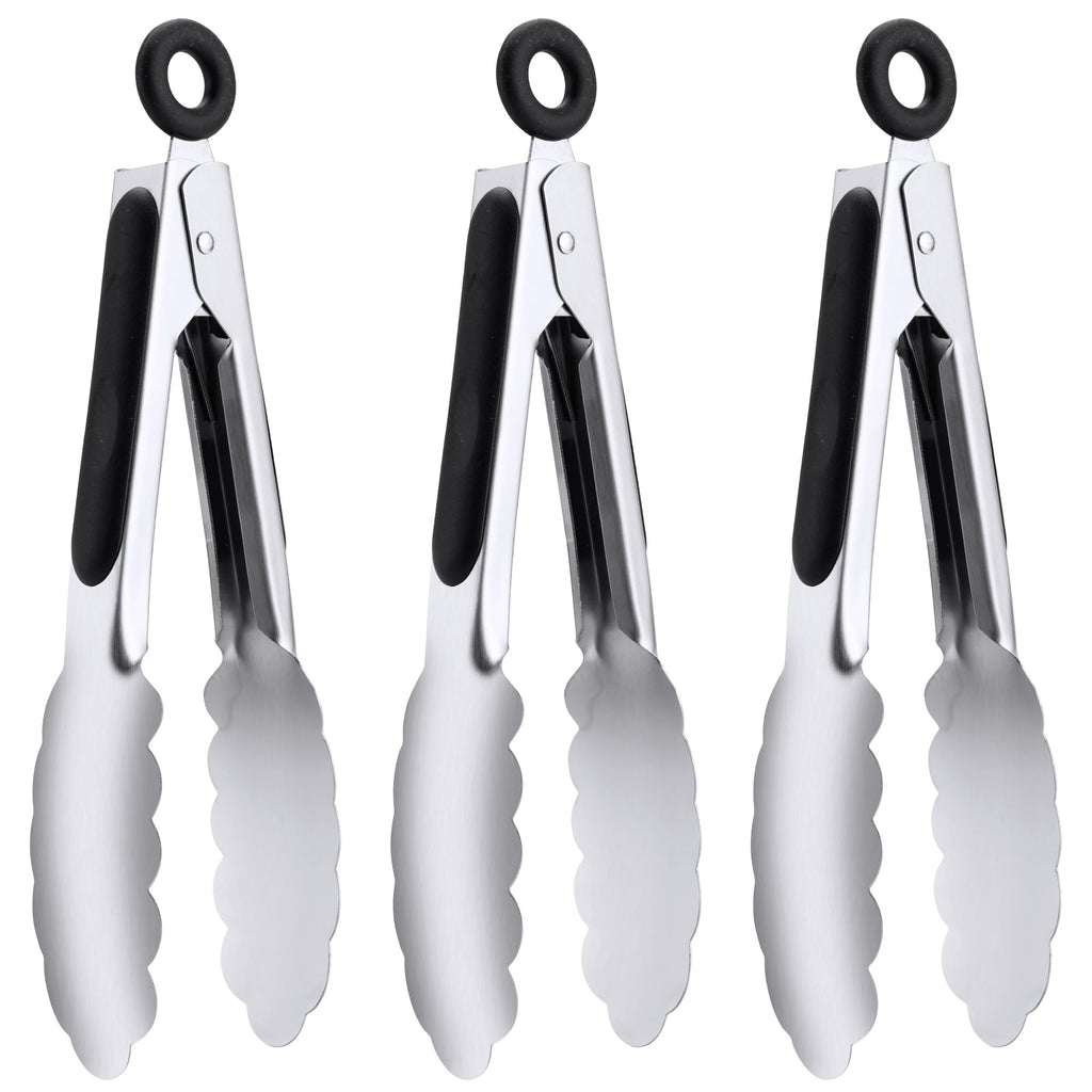 7-Inch Stainless Steel Kitchen Tongs Set, for Cooking Serving (7", 3PCS)