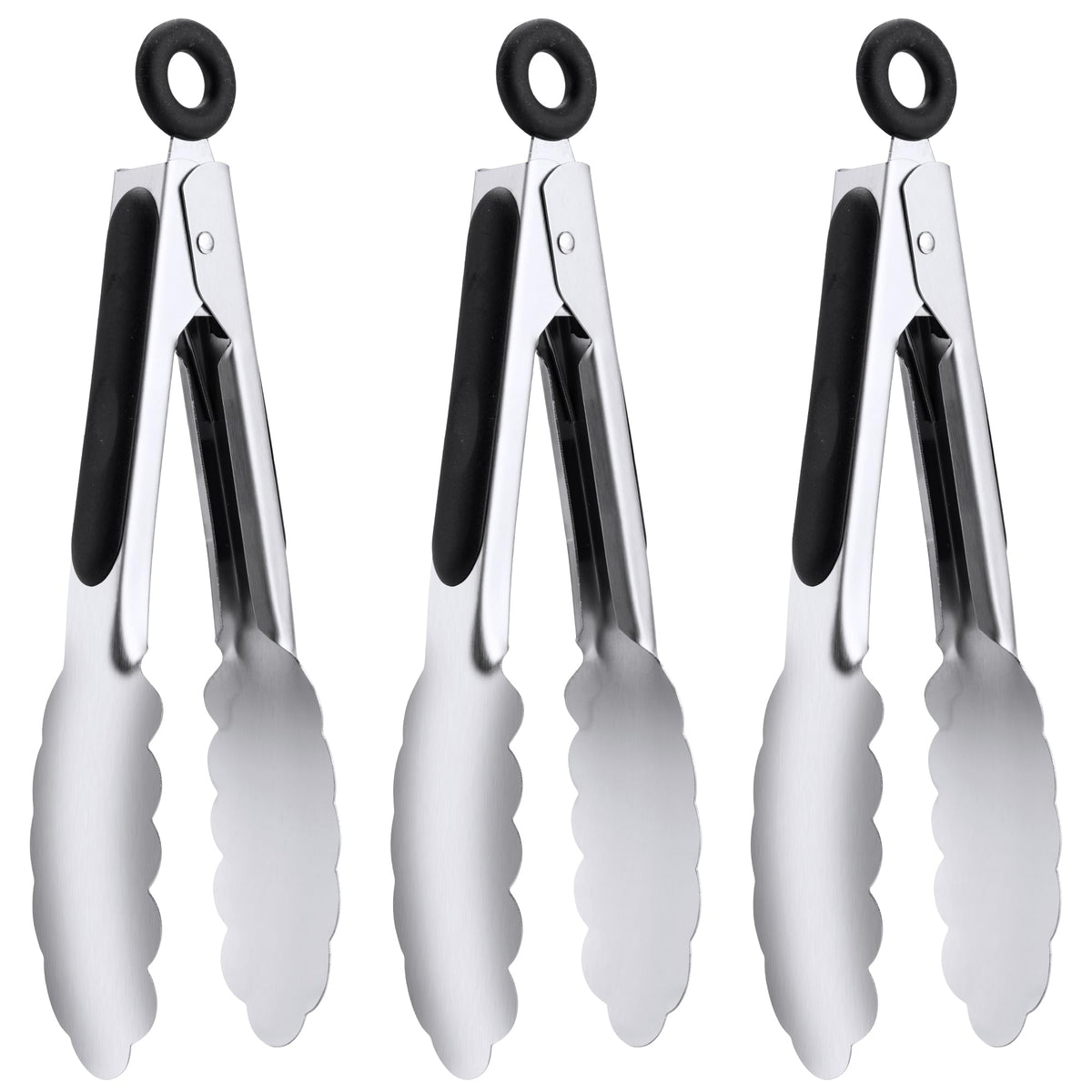 7-Inch Stainless Steel Kitchen Tongs Set, for Cooking Serving (7", 3PCS)