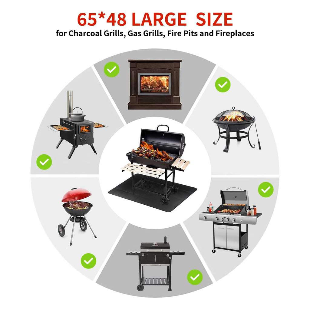 60 x 40 inch Firepit Mat for Outdoor Grill, Fireproof Mats for Under Reusable Oil-Proof Waterproof Grill Mats Repalce BBQ Pad for Deck Patio Grass Fire Pit Accessories for Outside