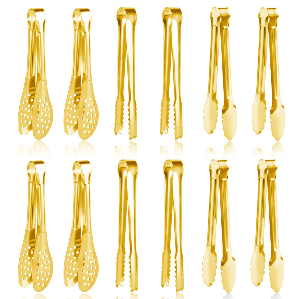 24 Pack Premium Small Serving Tongs,Dmoera Mini Stainless Steel Appetizer Tongs, 5 Inch(12.7cm)