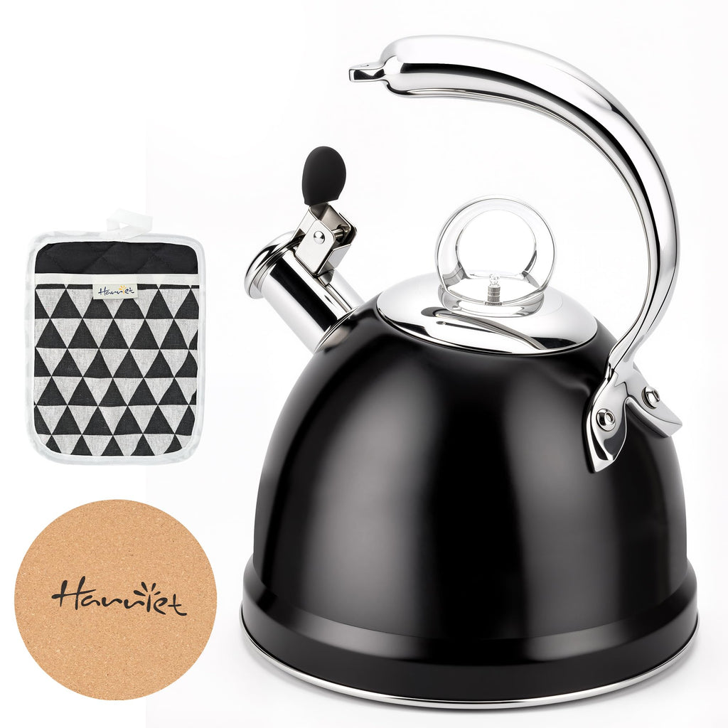 Harriet Whistling Tea Kettle for Stove Top, 2.5 QT Food-Grade Steel Teapot