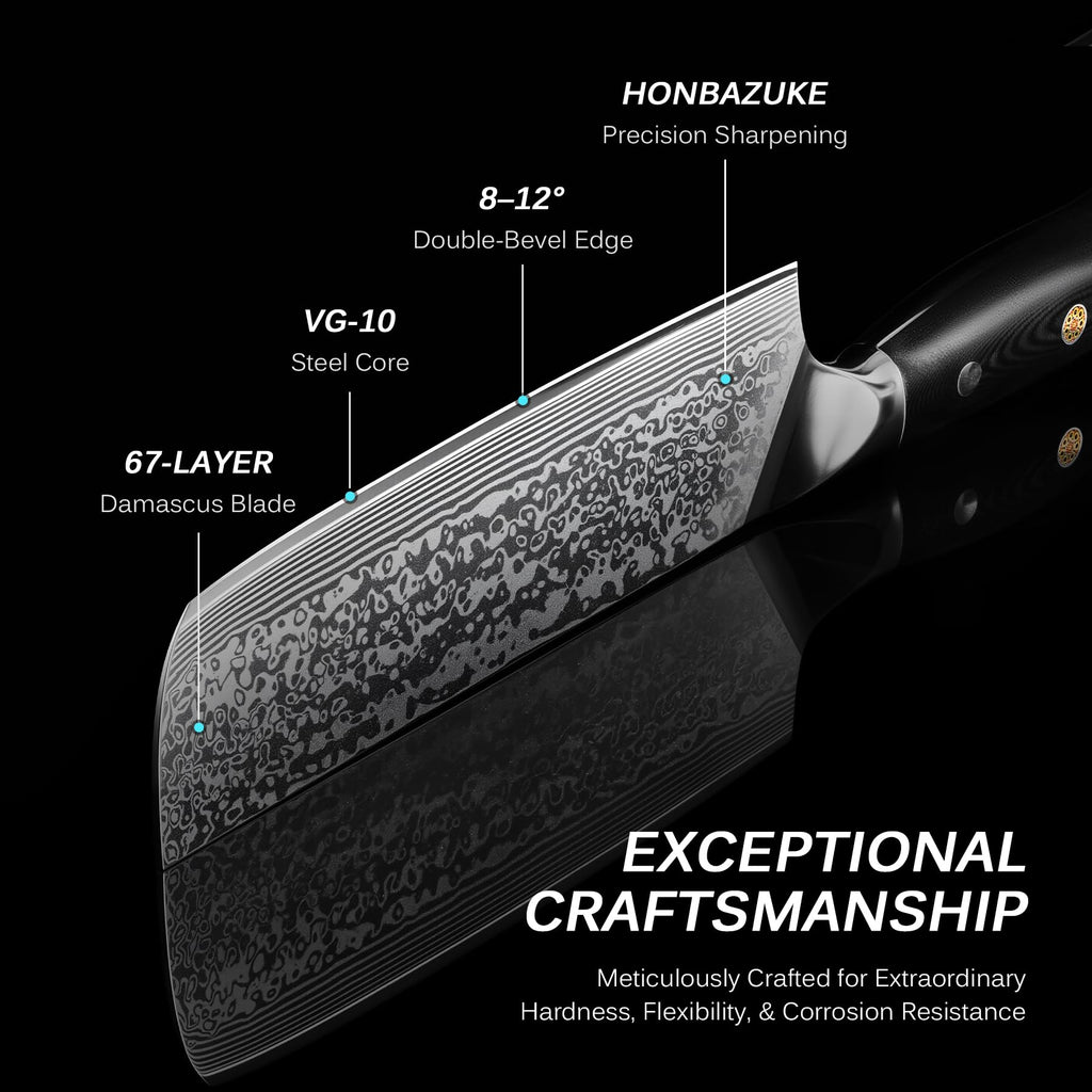 KYOKU Nakiri Knife - 7" - Shogun Series - Japanese Style VG10 Steel Core Damascus Blade - with Sheath & Case