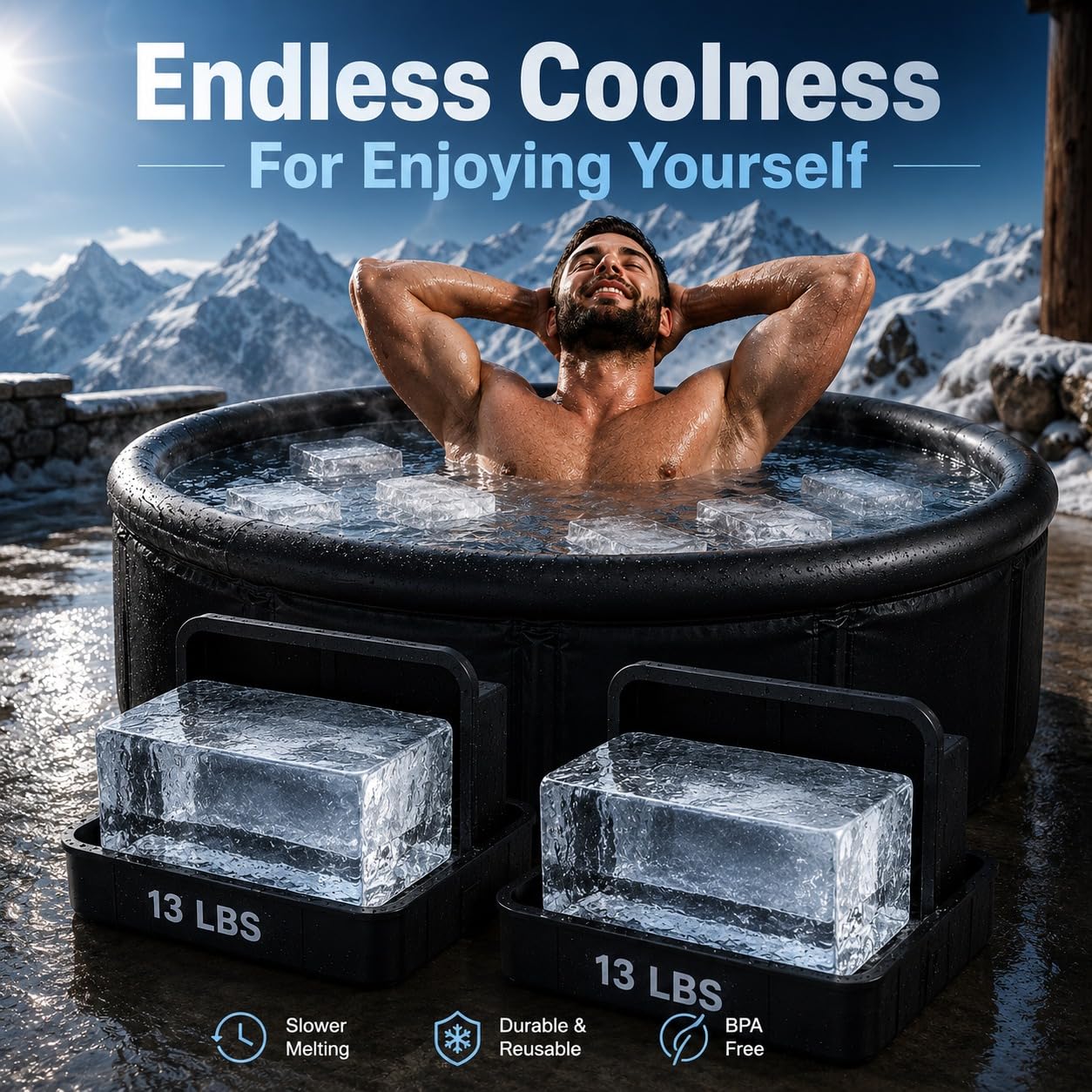 Extra Large Ice Block Mold (2-Pack) – 13 lbs Silicone Ice Brick Maker for Ice Bath & Cold Plunge – Giant Cube for Recovery, Muscle Relief & Coolers, Dishwasher Safe