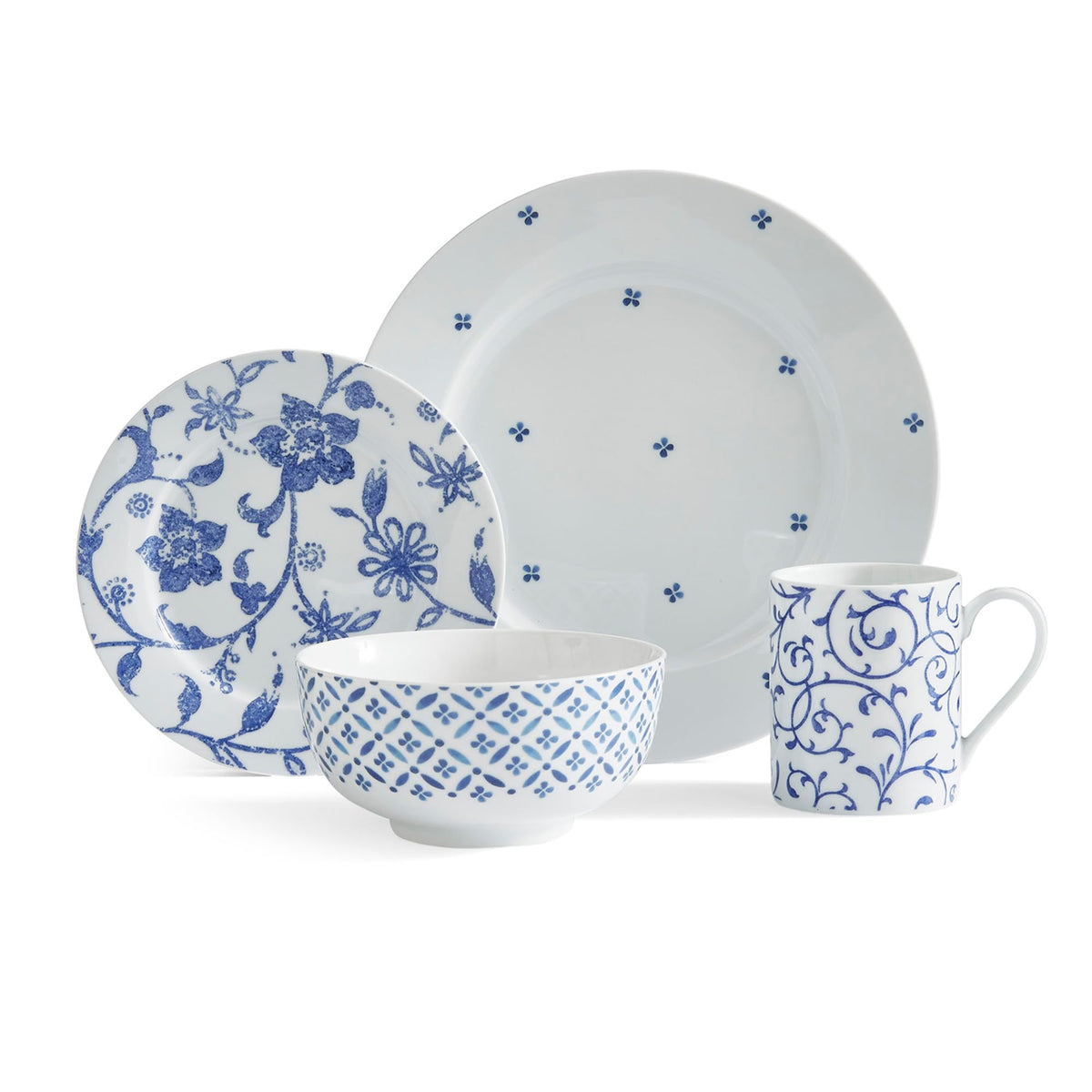Portmeirion – Portmeirion Home – Dinnerware Set – Blue Indigo, Set of 16