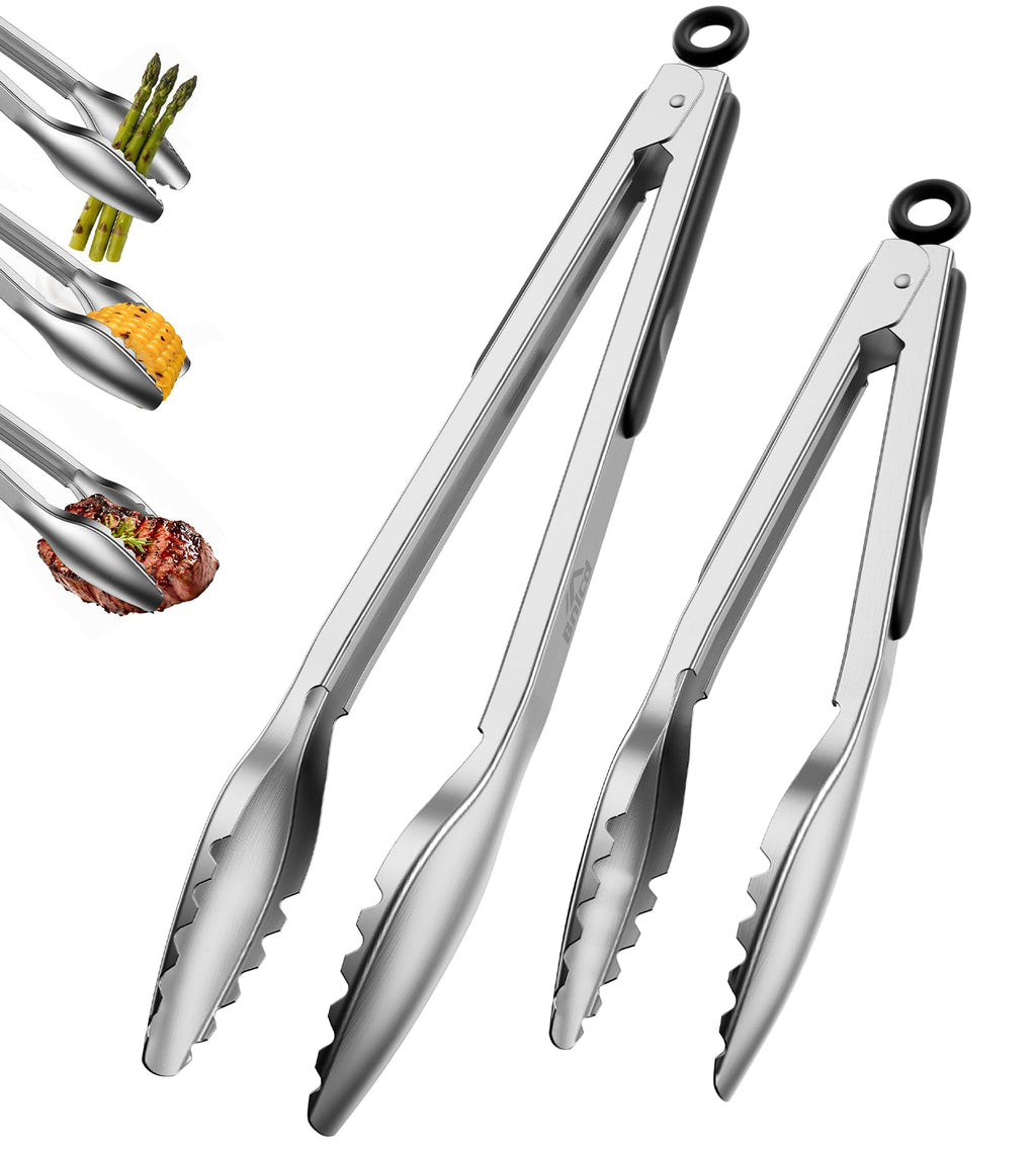 Bnlcd Good Grip Cooking Tongs with Silicone Tips, Set of 3-7" 9" and 12"