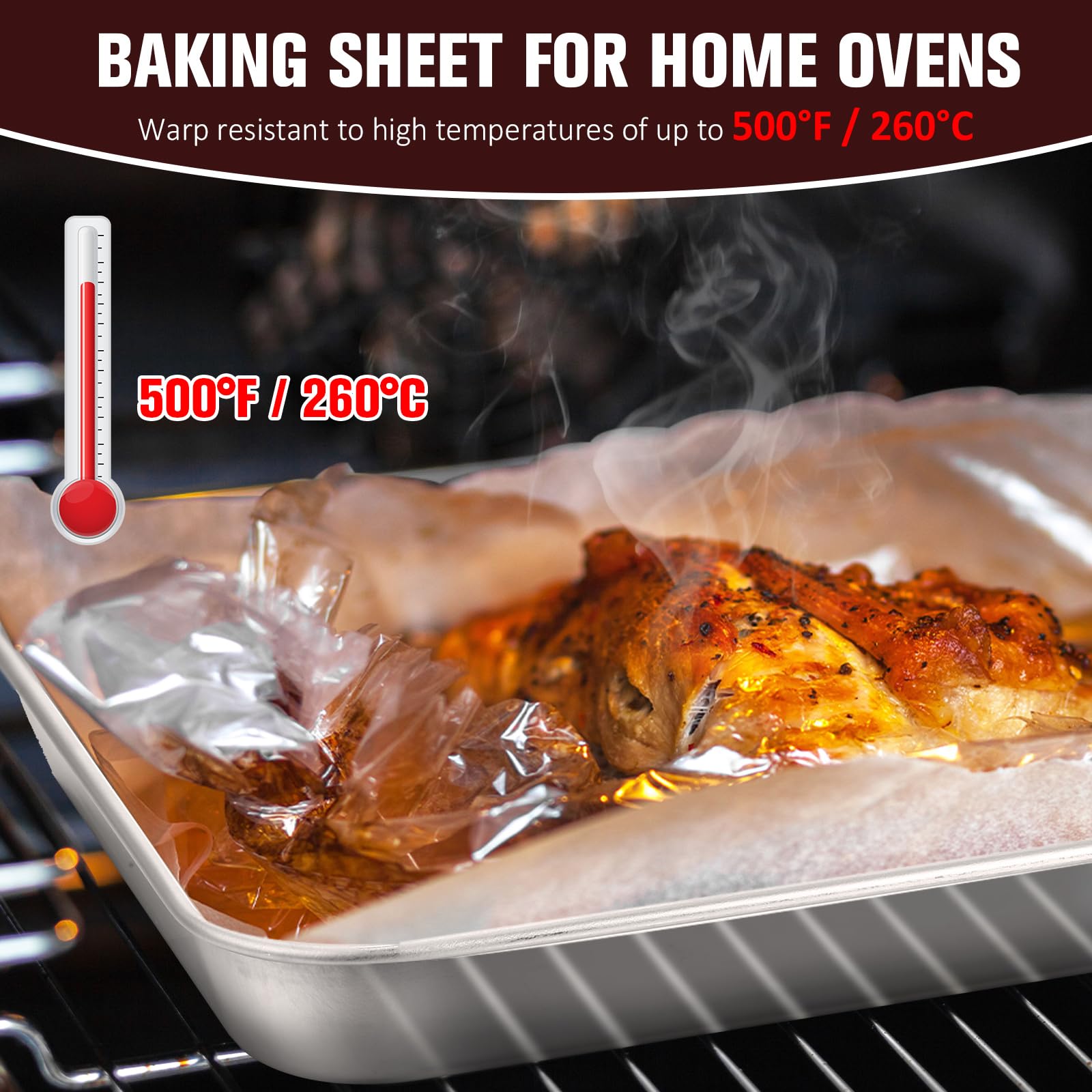 meekoo 24 Pcs Baking Sheet Pan Cookie Sheet Set for Oven Stainless Steel Trays Nonstick Small Serving Tray Cake Toaster Metal Food Trays, Oven and Dishwasher Safe(10 x 8 x 1 Inch)