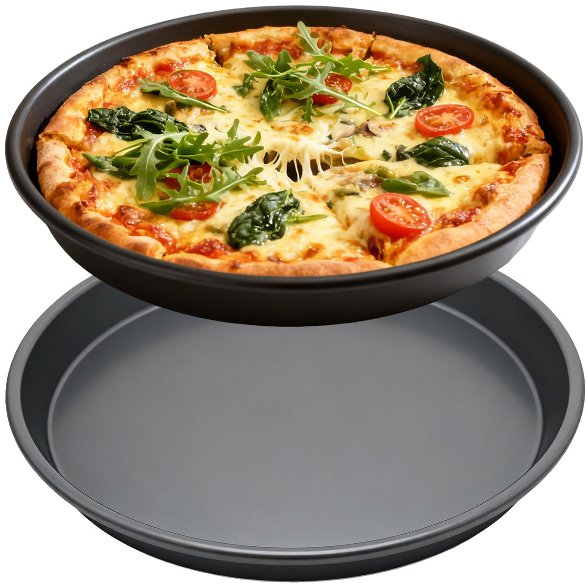 12 Inch Pizza Pan for Oven, 2 Pack Nonstick Aluminum Pizza Baking Tray